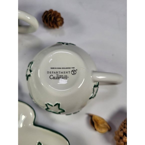 Department 56 Time to Celebrate set 2  Christmas tree plates and 2 mugs, box - Picture 9 of 17